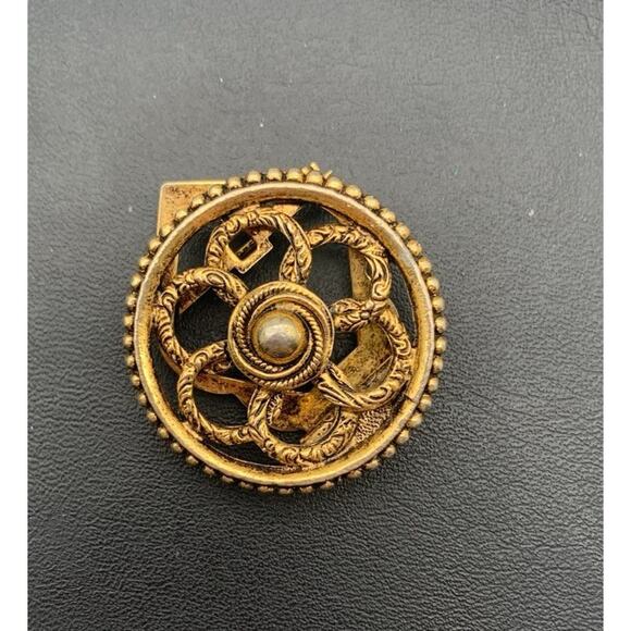 Vintage ART Arthur Pepper Brooch & Scarf Clip In 1 Victorian Antiqued Gold Tone - Picture 1 of 5